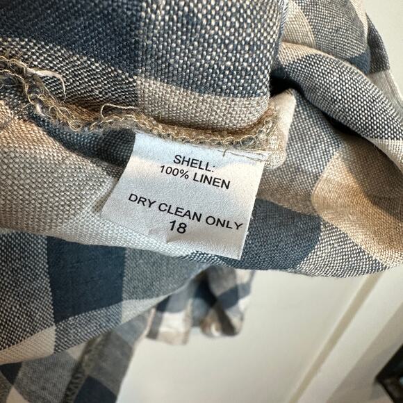Orvis Linen Check Gingham Button Down Top Shirt Shacket Women's 18 XXL 2X 2XL - Picture 8 of 10